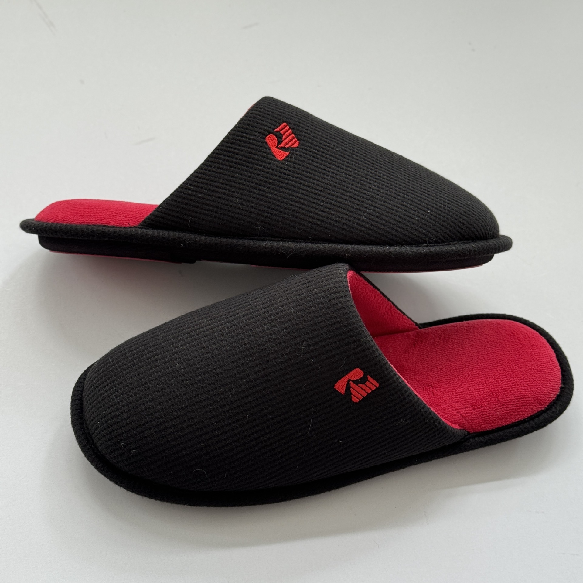 Waffle Embroidered Slippers Home Comfortable Lightweight Simple Unisex ddmymarket