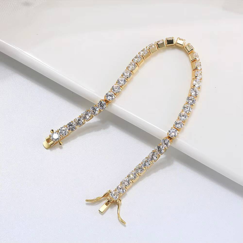 RINNTIN SB95 Sparkling 4mm Cubic Zirconia 925 Sterling Silver Tennis Bracelet