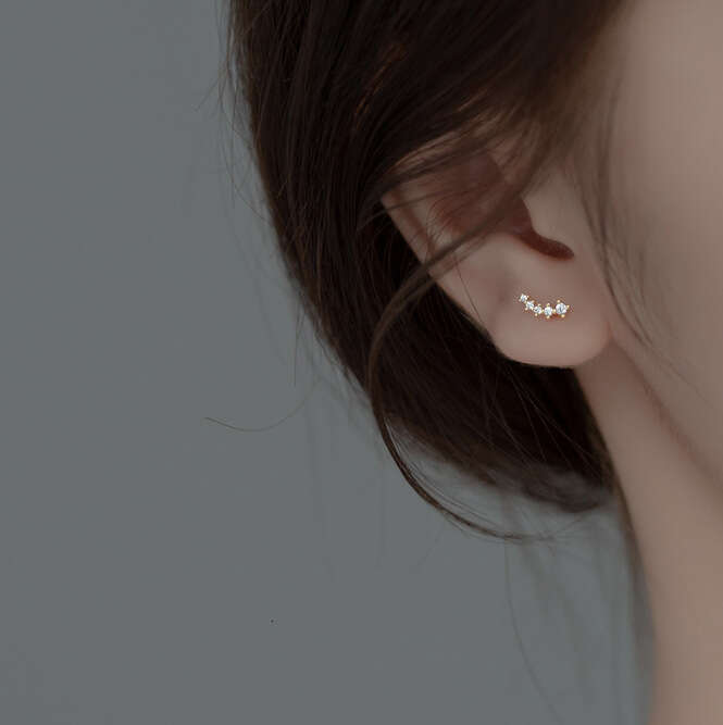 Fashion Simple Meteor Row Dia Shiny Ins Niche Design Versatile Fresh High-end Light Earrings