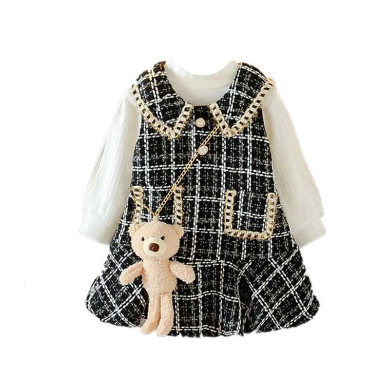 Baby Girls winter Princess Patchwork Dress 2022 New Fashion Party Costumes Kids Bowtie Casual Outfits Baby Lovely Suits 27Y L250926TJ0R