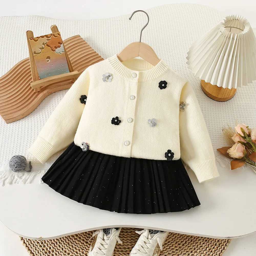 Girls Knitted Clothing Sets Autumn Winter Children Woolen Jersey Sweaters Coats Skirts Kids Princess Dress Suit For Baby Outfits L2509265TBS
