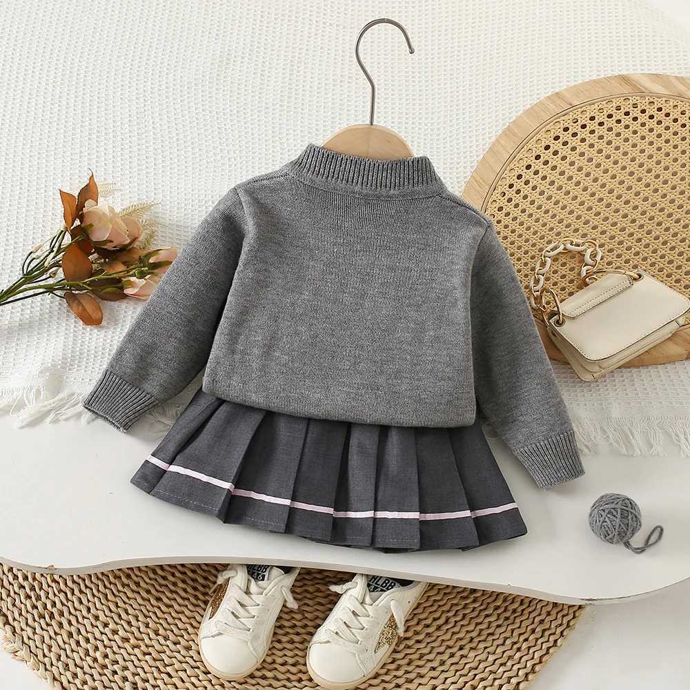 Girls Dress Clothes Sets Spring Autumn Children Woolen Jersey Sweaters Coats Skirts Kids Cute Suit For Baby Knitted Outfits 5 6Y L250926MAIF