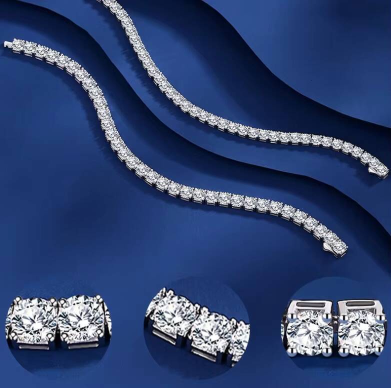 S925 Silver Moissanite Tennis Bracelet New Mens and Womens Zircon Stone Bracelet Silver Rose Gold Hand Jewelry Bracelets