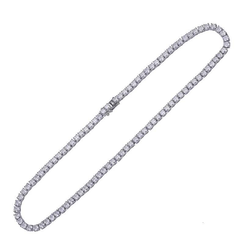 MSN574 Hip Hop Tennis Chain 925 Sterling Silver 5mm VVS Moissanite Diamond Fine Jewelry Necklace Moissanite Tennis Chain