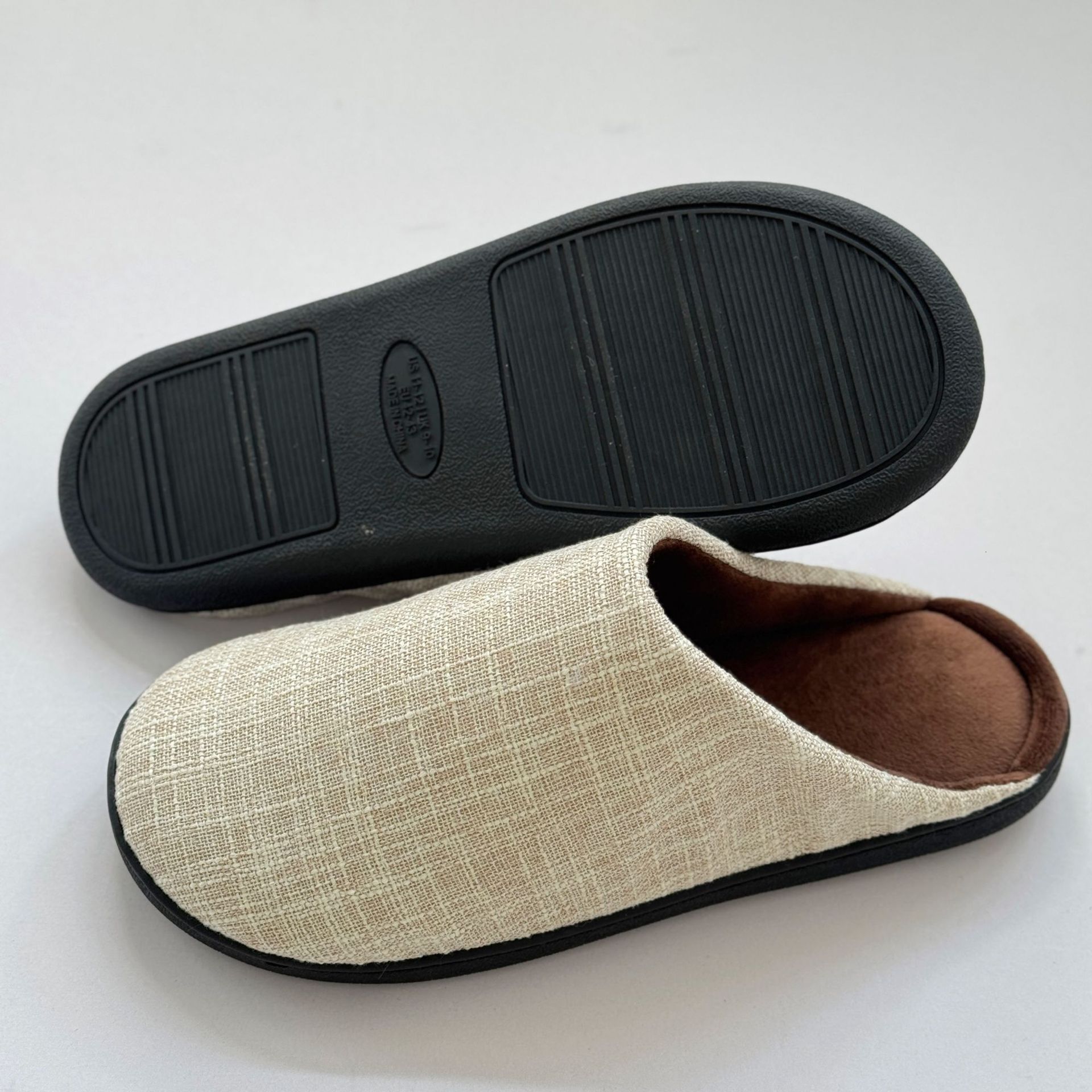 Unisex Closed-Back Postpartum Shoes Solid Color Cotton Linen Thin Soft Sole Home Suede Slippers for Wooden Floor Carpet ddmymarket