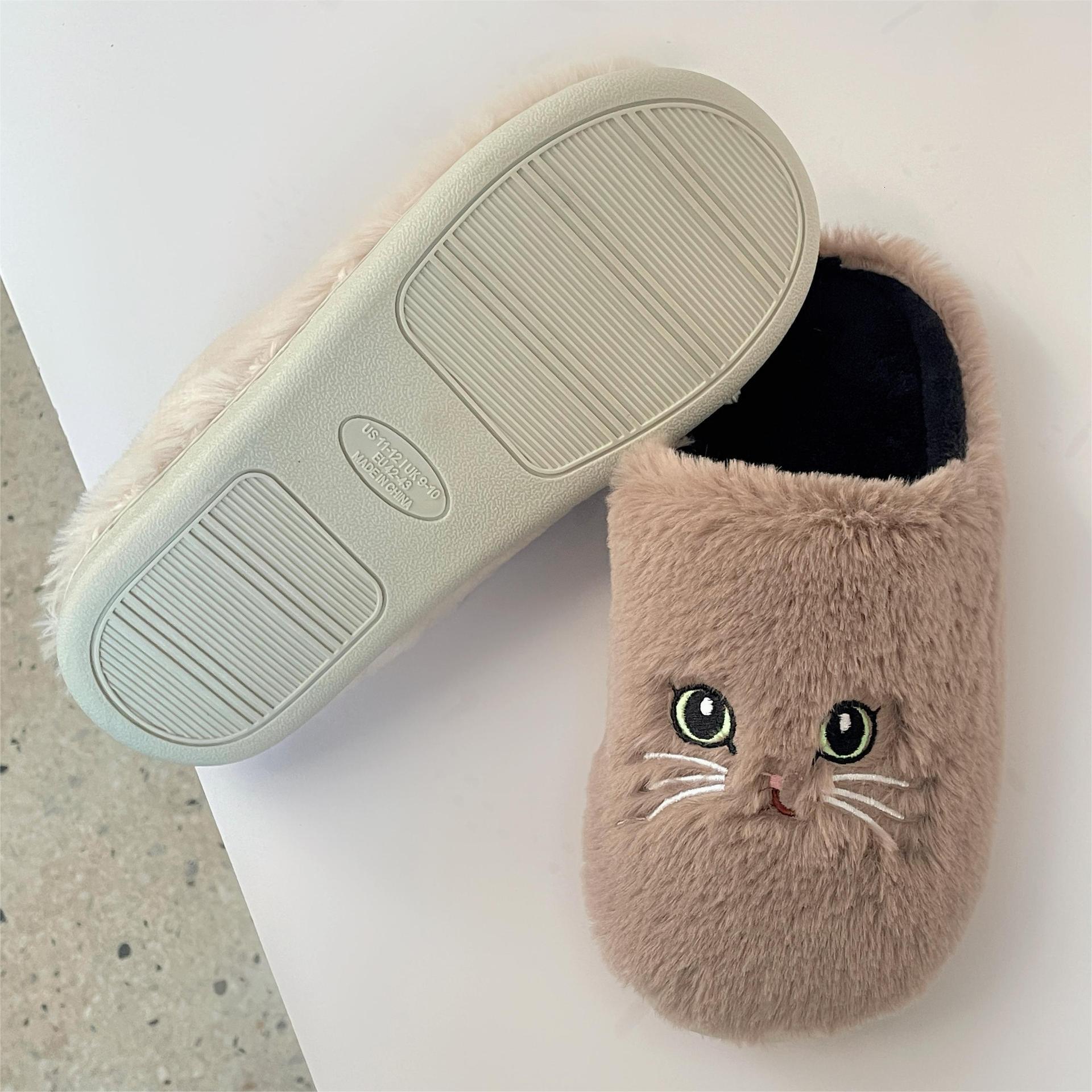 Autumn and Winter Indoor Cartoon Plush Cotton New Home Warm Cute Cat Slippers ddmymarket