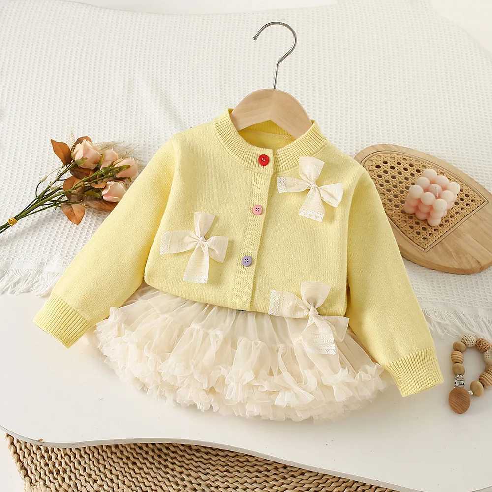 Girls Dress Clothes Sets Spring Autumn Children Woolen Jersey Sweaters Coats Skirts Kids Princess Suit For Baby Knitted Outfits L250926MWZ1