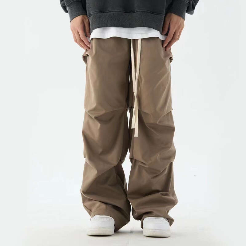 Trendy Brand Casual Wrinkled Cargo Pants Unisex American High Street Vibe Fashion New Spring Summer Ins Trend B5