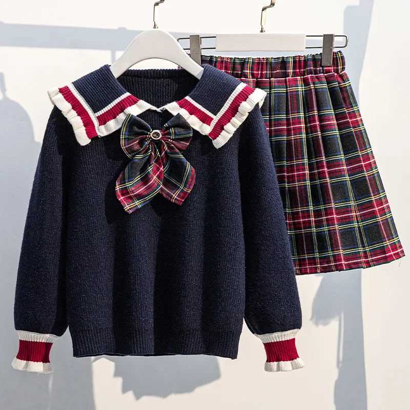 School Uniform for Teens School Uniform for Girls Children Costume Kids Suit Preppy Sweater Skirt Clothes for Girls 12 13 14 L250926IPV2