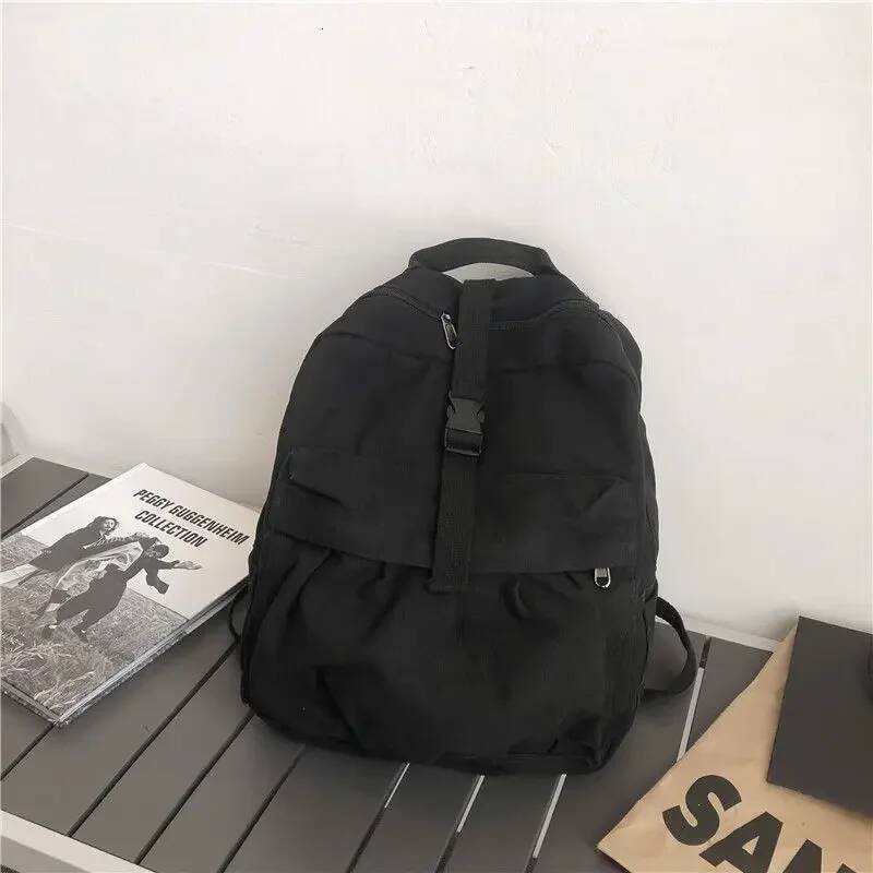 Canvas Cotton Unisex Solid Softback Zipper Casual High-Capacity Vintage Bookbag Travel Backpack high-quality