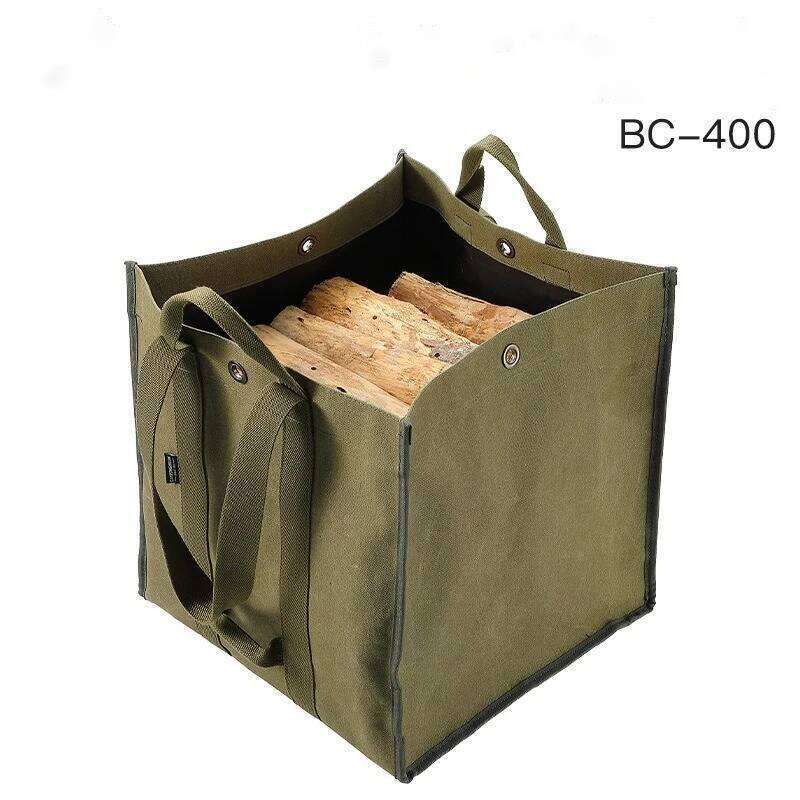 CAMPINGMOON Firewood Bag, Camping Equipment Storage With Double Handles, Shoulder Back, Outdoor Thick Canvas Bag