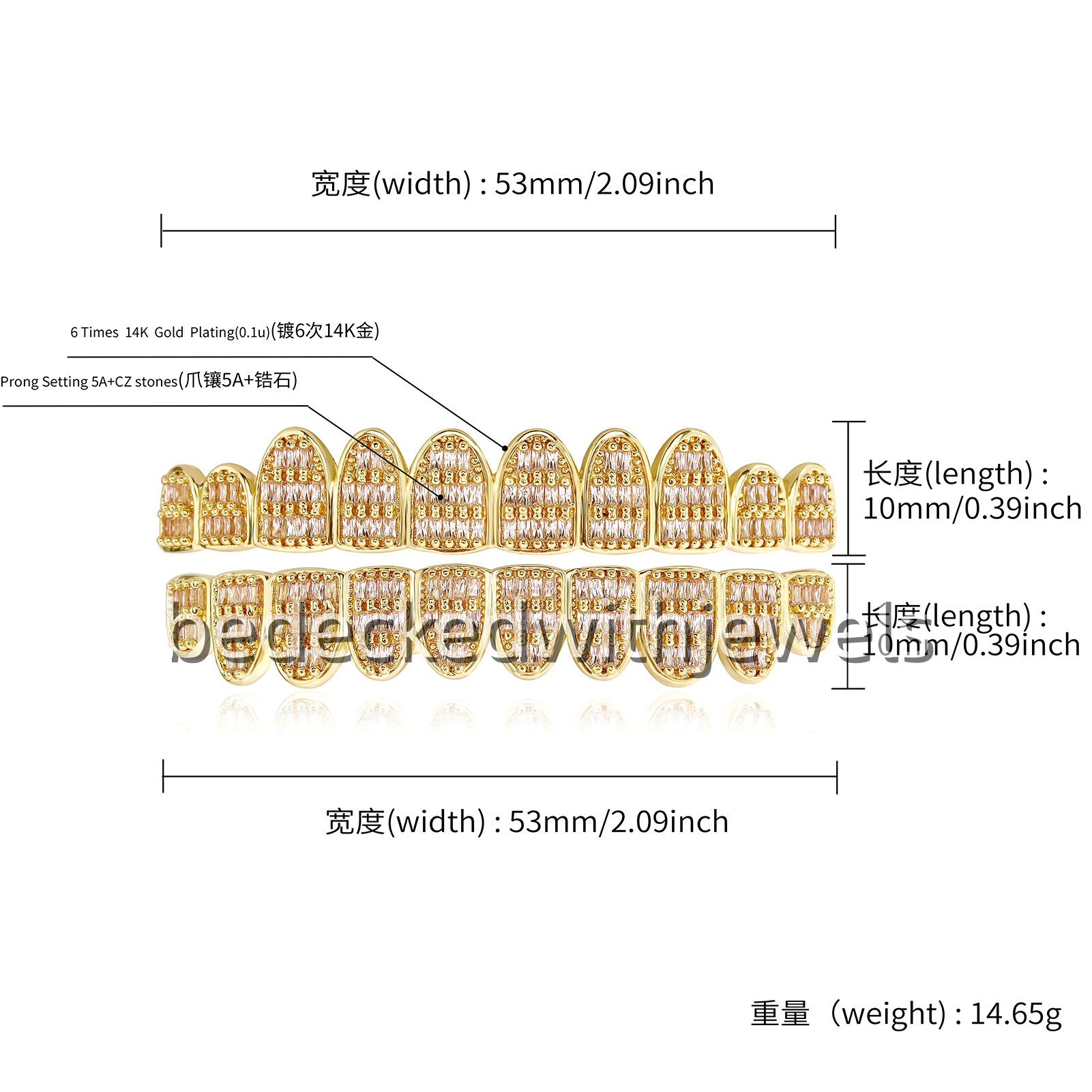 Mens Gold Grillz Teeth Set Fashion Hip Hop Jewelry High Quality Eight 8 Top Tooth & Six 6 Bottom Grills Custom Made Dental Grillz Iced Out Sterling Si