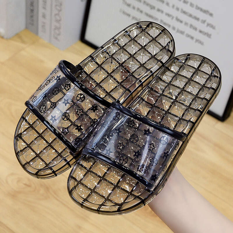 Chuangxingga Crystal Slippers for Men and Women, Four Seasons Indoor Transparent Non-Slip Odor-Free Outdoor Flat One-Word Sandals 2b 9a