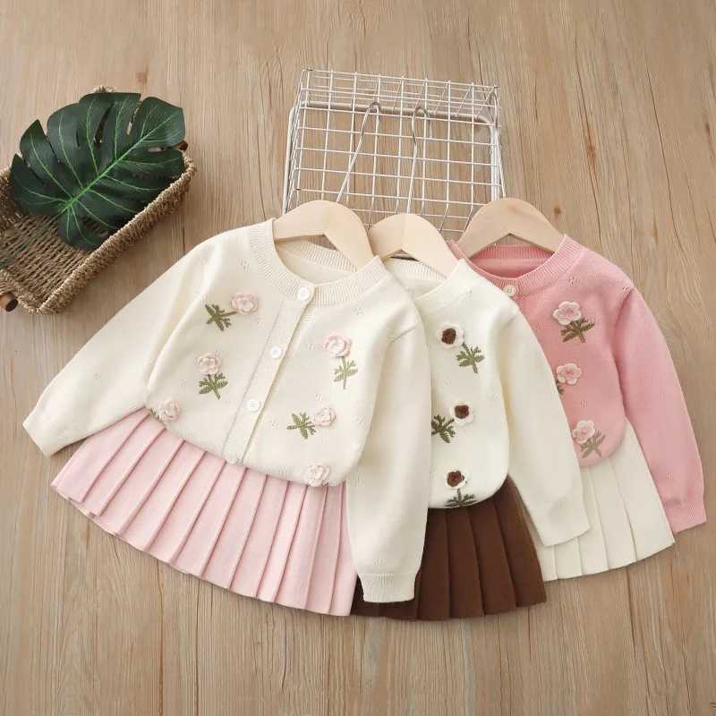 Childrens Sets Girl Sweater Cardigan Skirt Suit Autumn Sweater and Skirt Set for Baby Girls Childrens Kids Clothes L250926IF89