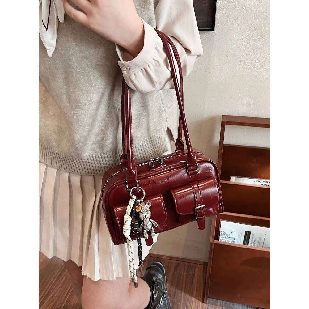 Ele Bowling Women's Handheld Underarm Versatile Trendy oulder Bag for Casual Ocns Soft PU Leather