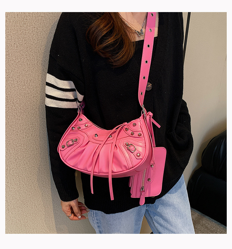 European and American style rivet Y2K Bag style pleated dumpling bun mother bag autumn new retro fashion armpit bag light luxury designer bag
