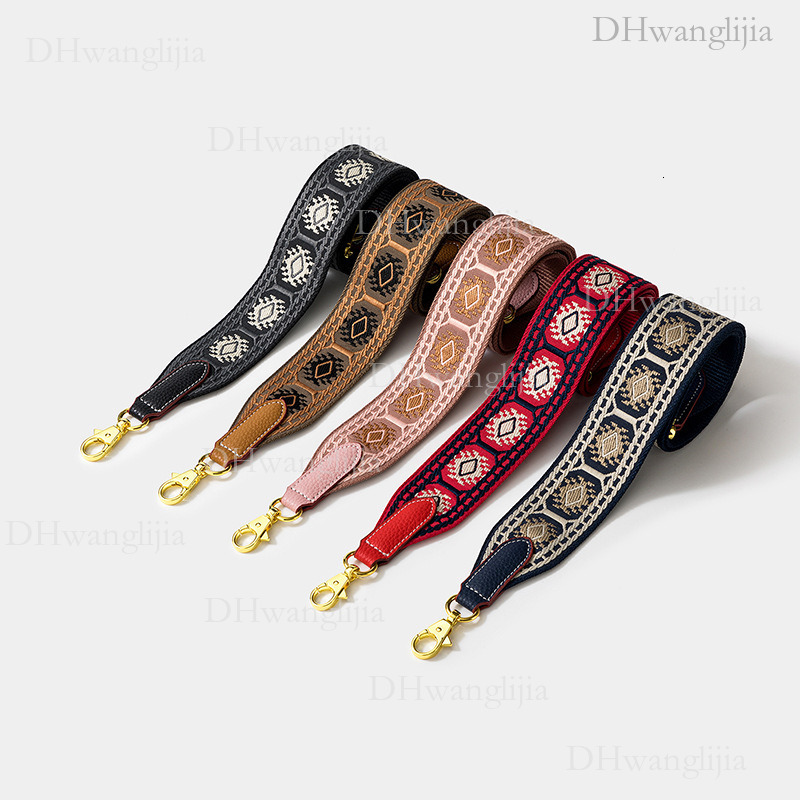 DH Luggage Accessories Rhombus Embroidery Pattern Ribbon Shoulder Replacement Bag Strap