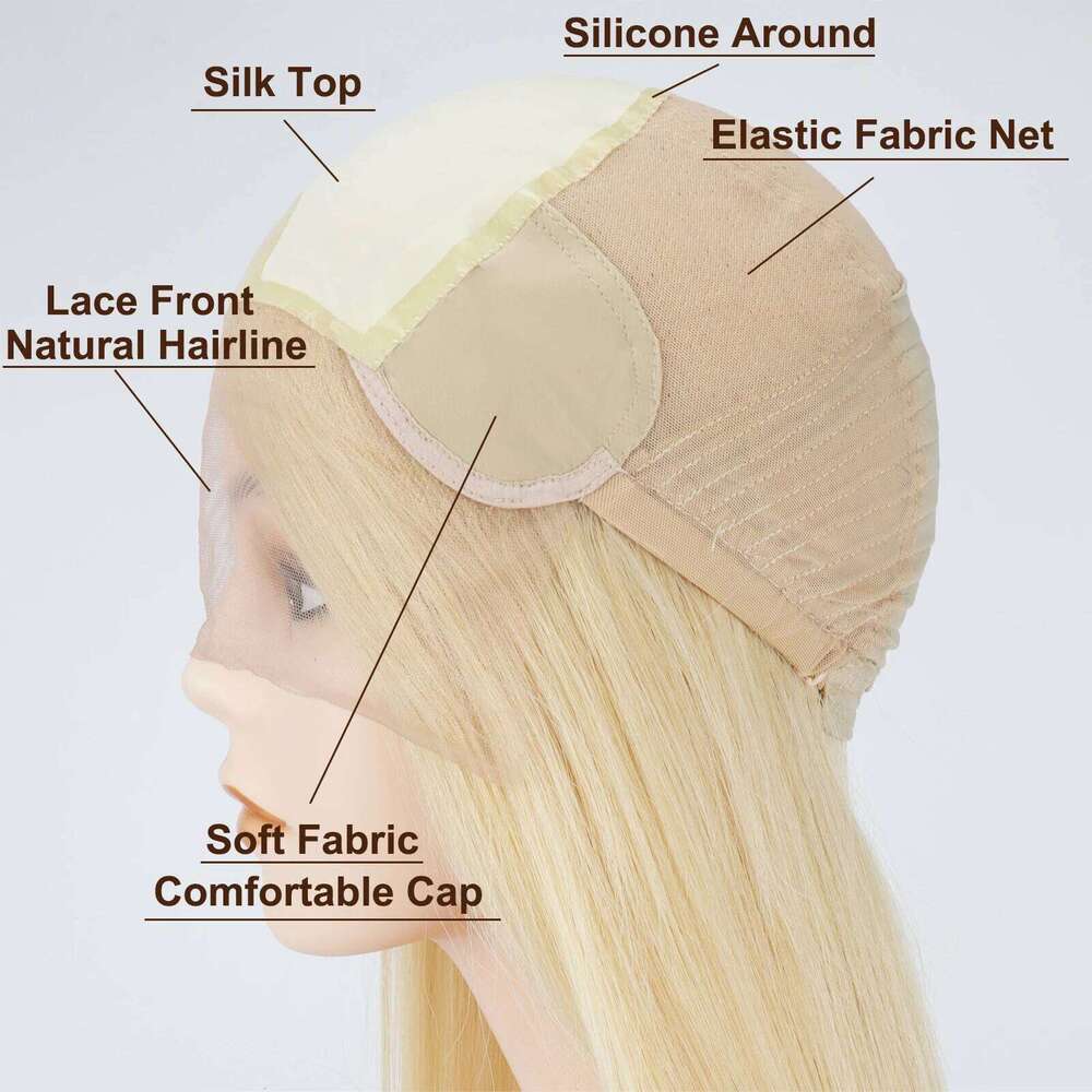 Silk Top Human Medical Wig with Lace Front #613 Real Virgin European Hair for Women PU Around Custom Made Elastic Fabric
