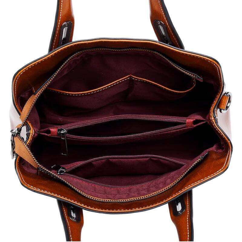 Genuine Leather Women Handbag Top Handle Shoulder Cross body Bag Fashion Oil Wax Cowhide Purses and Handbags Messenger Tote Bags