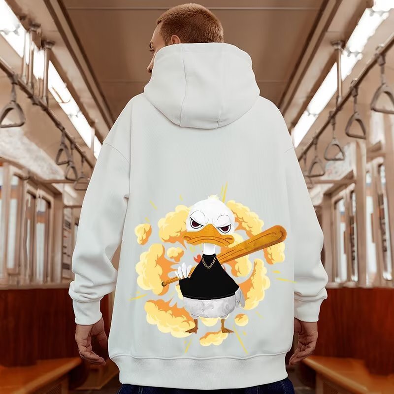 Designer Clothing Luxury Hoodie Autumn Winter Men's American Hip Hop Loose Fit Plus Size Hoodie Men's Fleece Funny Cartoon Print Casual Swea