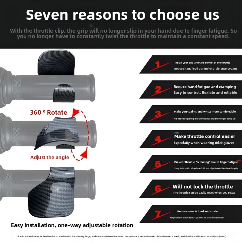 E-Bike & Motorcycle Throttle Assist, Handlebar Accelerator Clip - Fuel-Saving, Labor-Saving Modification Accessory for Easy Riding-NO20