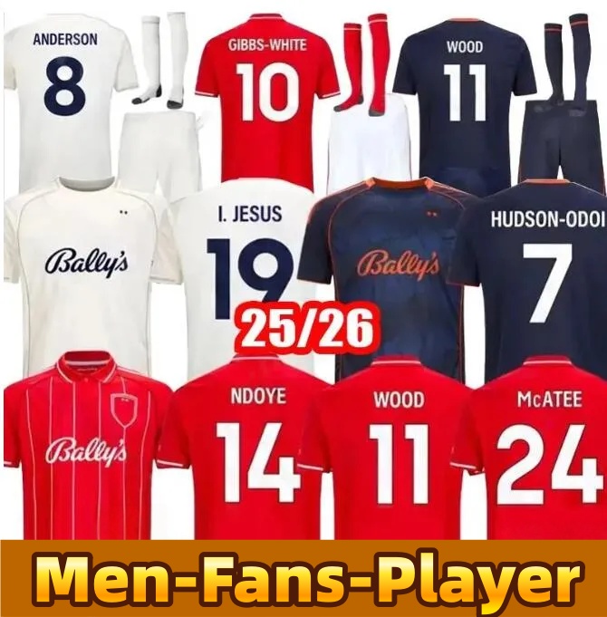2025 2026 Men kids Nottinghams Home Kit Forest Awoniyi 2025 2026 GIBBS WHITE Soccer Jerseys GRABBAN AMEOBI HUDSON ODOI away 3rd Football Shirts16-4XL