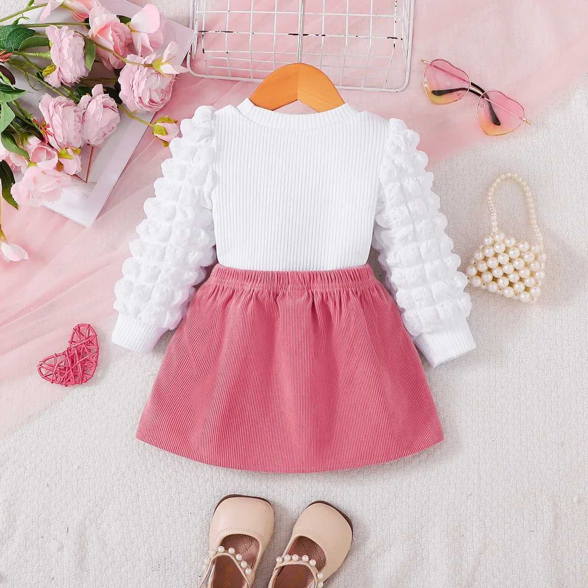 Childrens Sets New Girls Puffed Sleeve Rose Red Bow Skirt with Perfect Party Outfit Kids Clothes Kids Clothes Girls L250926LBMH