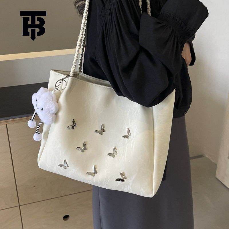 TB BHULAMTE Luxury Bag Designer Bag Large Capacity Bag For Women 2025 New Fashion Niche Butterfly Shoulder Bag Student Class Commuting Versatile Tote 