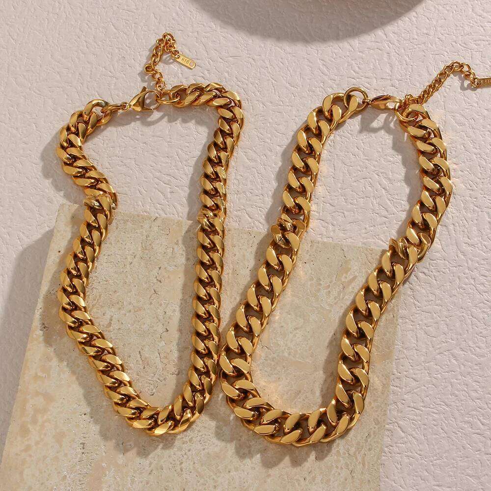 MaitaSlay 13mm Hip Hop Thick Cuban Chain Necklaces for Women Men Gold Plated Punk Choker New Trendy Metal Jewelry Gift