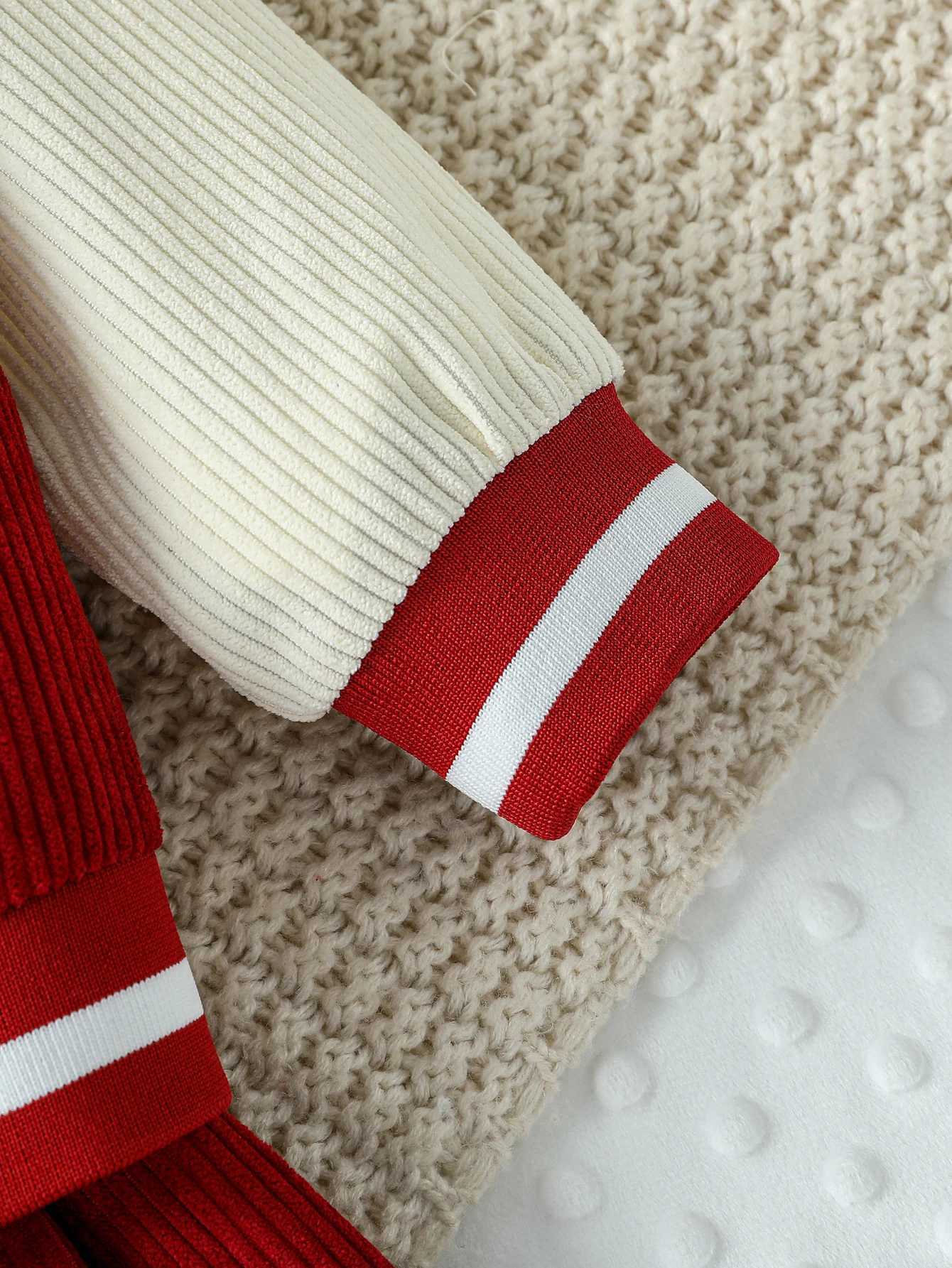 3Pcs Autumn New Style Sweet Kids Girl Long Sleeve Top ColorMatched Baseball Uniform Coat Solid Color Pleated Skirt Set L250926MQLP