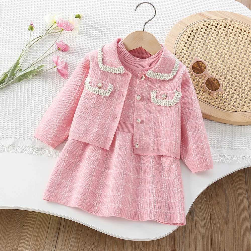Girls Dresses Clothes Sets Spring Autumn Children Woolen Jersey Sweaters Coats Vest Dress Kids Princess Suit Baby Knitted Outfit L250926I9NB