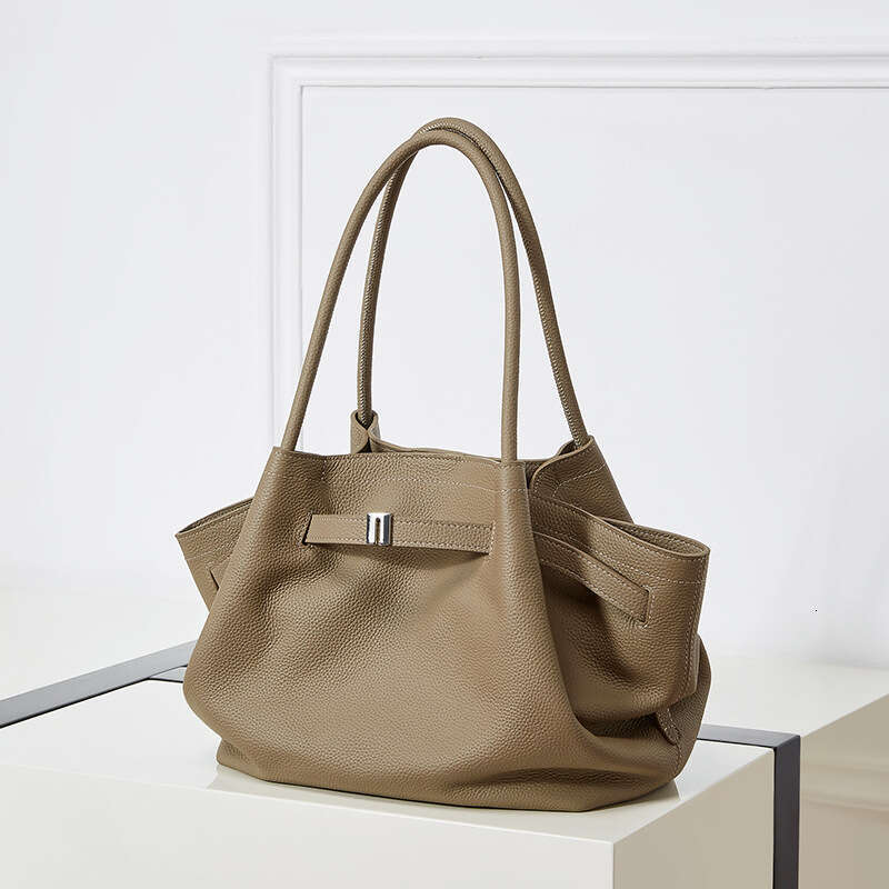 Luxury bag Top Layer Cowhide Large Fashion Simple Wrinkled Basket Bag Elegant Genuine Leather Shoulder Handbag for Women