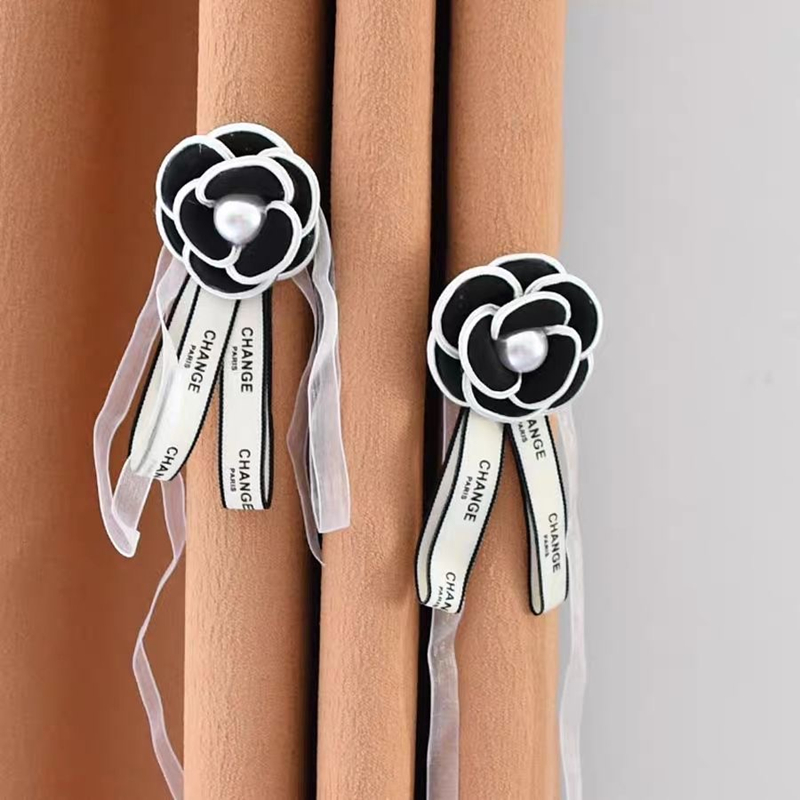 New Curtain Straps Retro Light Luxury High-end Pin, Camellia flower Tie Bedroom French Style Small Fragrant Style Tied Curtain