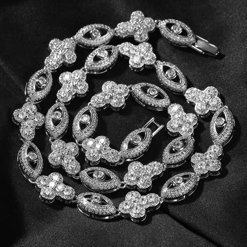 Trendy Eyes Cross Necklace Unique Designer Hiphop Women Man 18K Gold Plated Jewelry