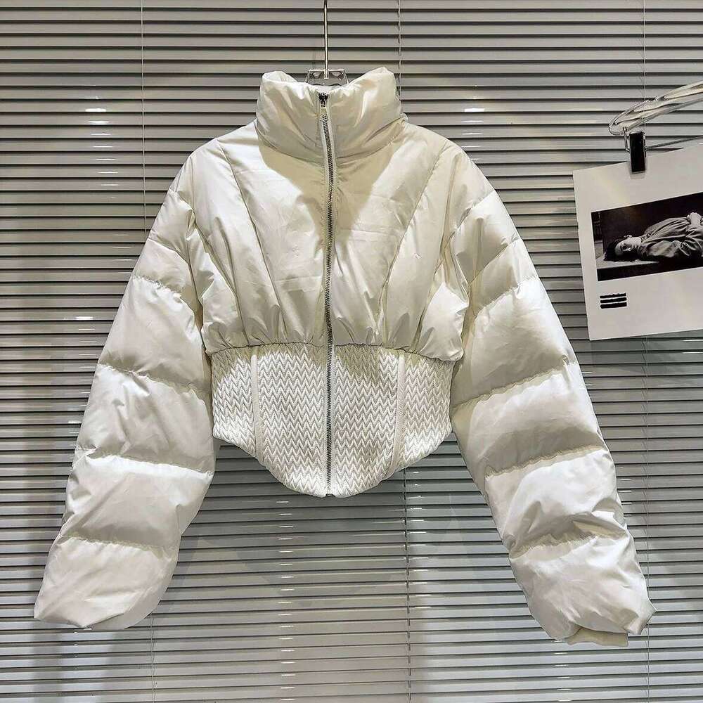 Winter High Quality White Duck Fashion Fish Bone Tight Waist Slim Elegant Coat Spice Girls Black Down Jacket Women