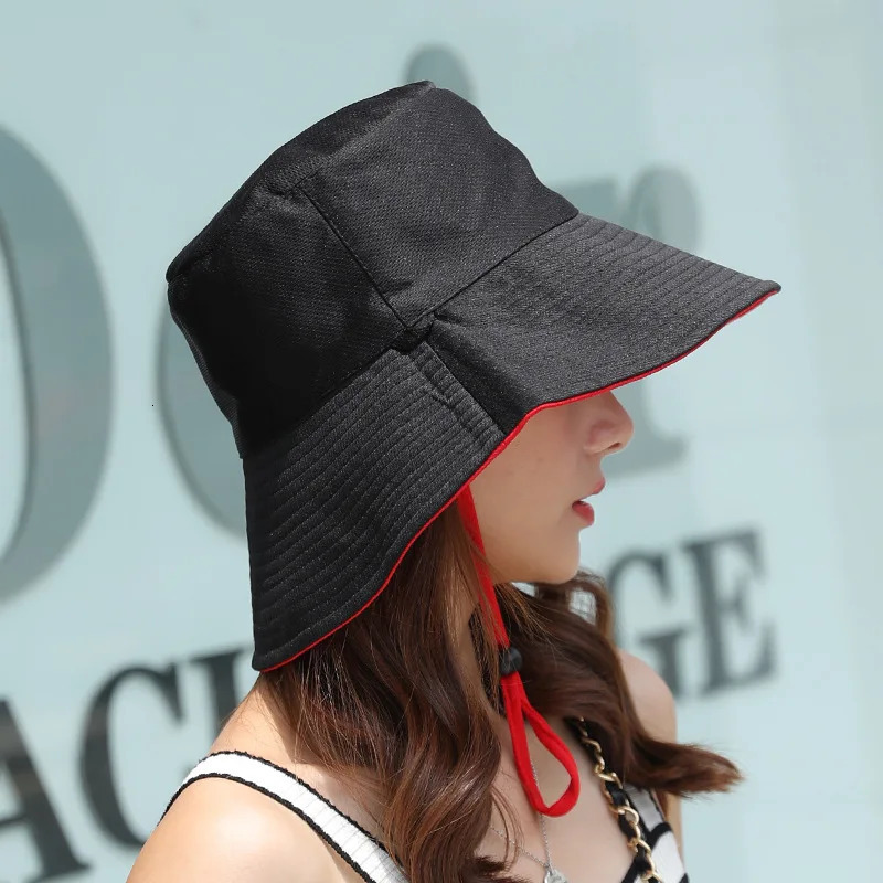 Bucket Hat Spring Summer Wide Brim Sun Visor Hats Women Panama Caps TwoSide Wear Foldable Portable Outdoor Bucket Cap 250919
