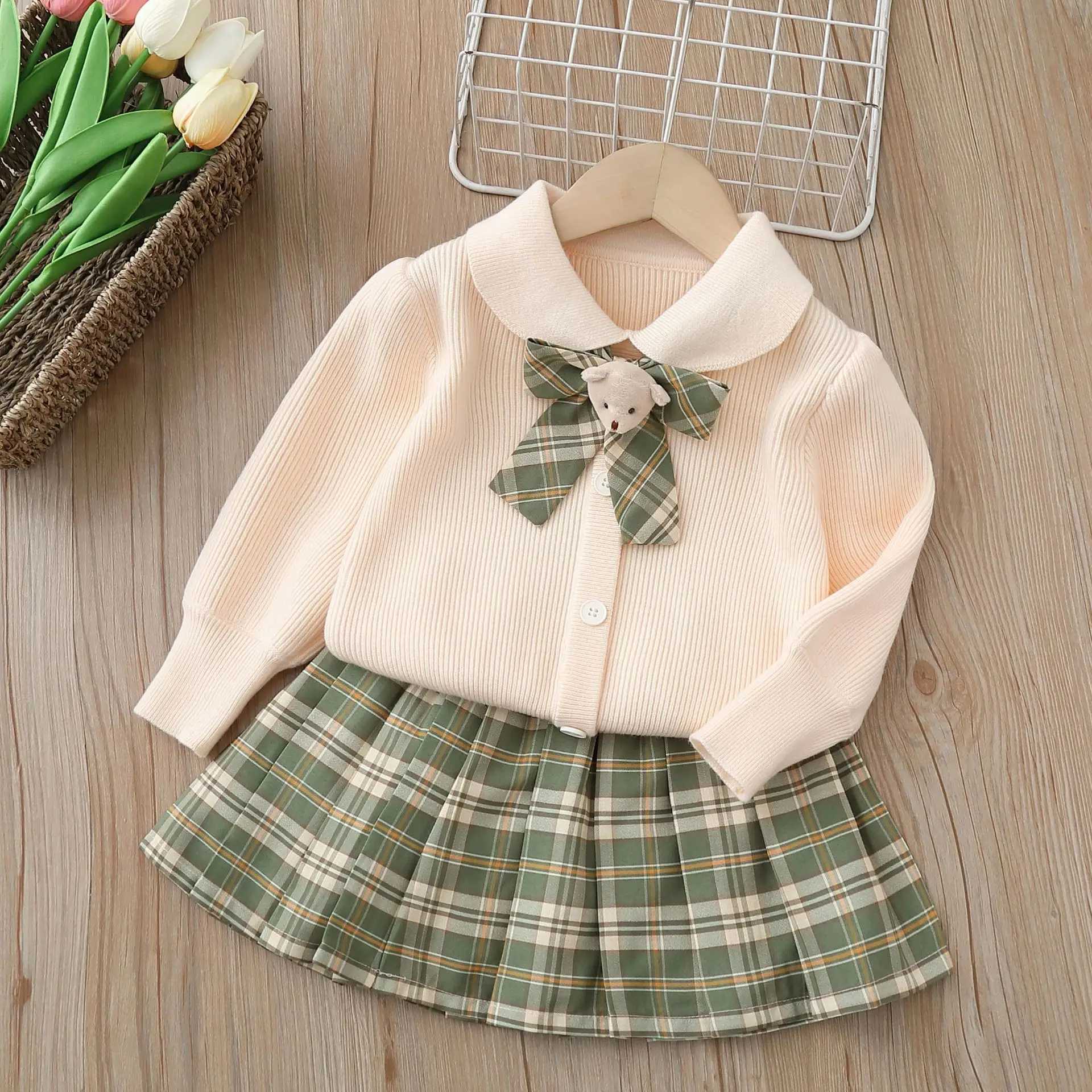 Childrens Sweater Set Autumn New Styles For Baby Girls Princess Dress Fashion TwoPiece Autumn Childrens Clothing L250926S14M
