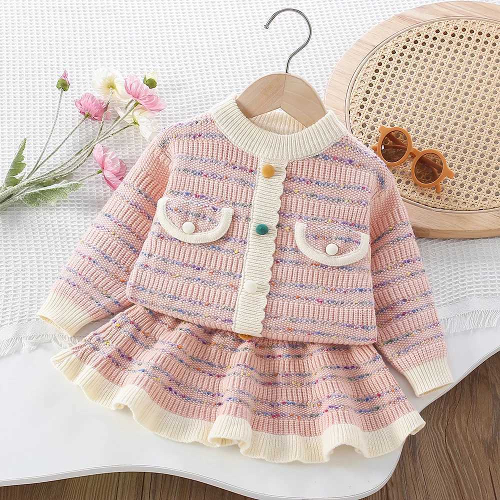 Princess Girls Tweed Christmas Knitting Sets Children Halloween Kids Fall Classic 2Pcs New Suits Luxury Winter Fashion Outfits L250926IAL4