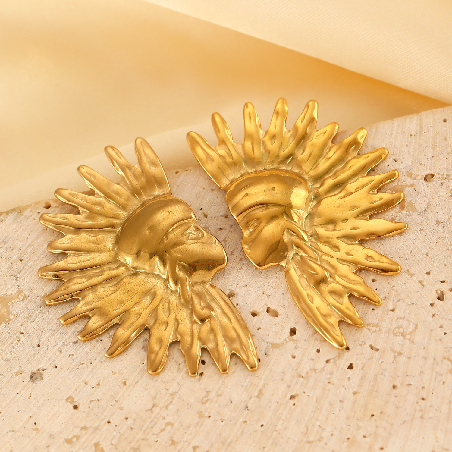 Unique Exotic Inn Ethnic Style Half Circle Earrings For Women Stainless Steel Studs