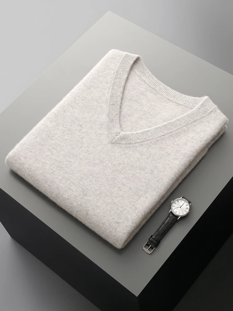 Men Wool Vneck Sweater Vest Pullover Autumn Winter Basic Casual Cashmere 100 Merino Wool Knitted Soft Sleeveless Waistcoat Top250920 - view 6