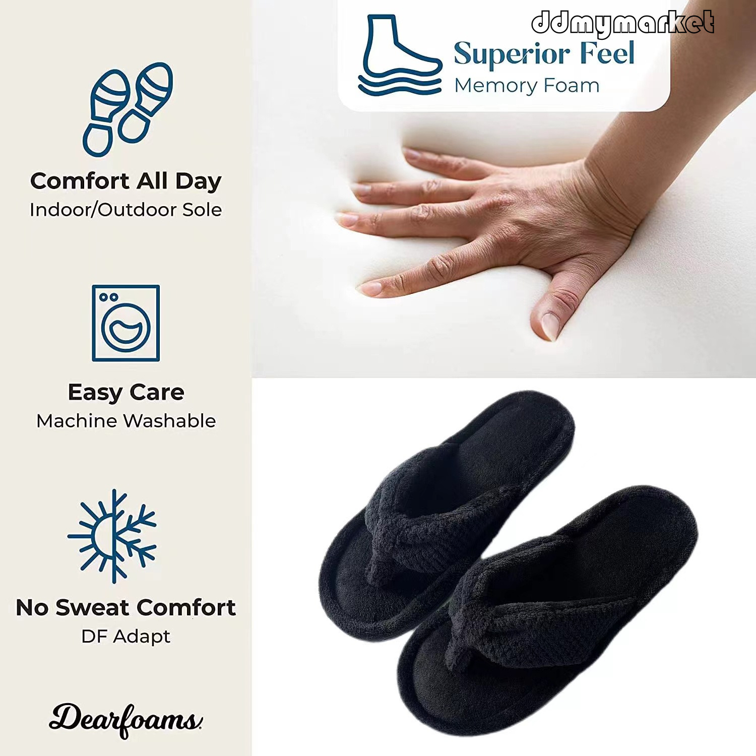 Memory Foam Open Toe Pineapple Grid Flip Flops Indoor Cotton Slippers ddmymarket