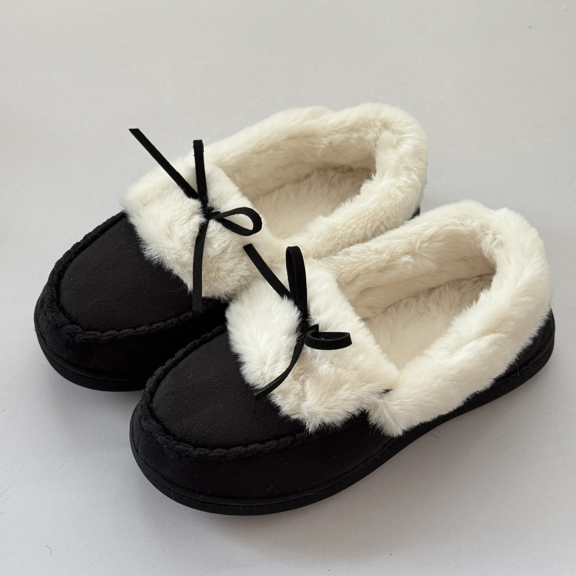 Autumn and Winter Hot-Selling Indoor Warm Furry Slip-On Shoes with Bow Decoration for Home Use ddmymarket
