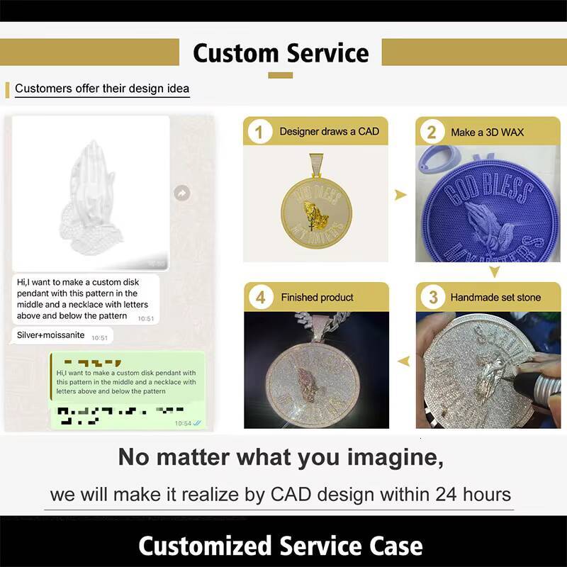 925 Silver 3d Design Fashion Enamel Mens Custom Hip Hop Moissanite Pendant