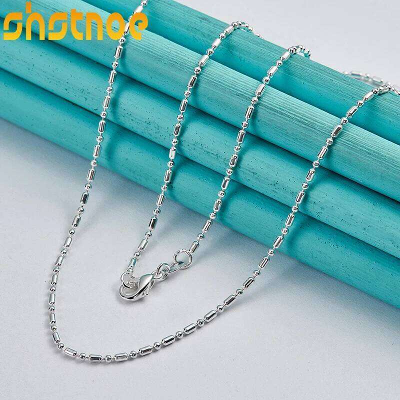 SHSTONE Sterling Sier 16-30 Inch Bamboo Beads Chain Necklace For Women Man Engagement Wedding Fashion Charm Jewelry
