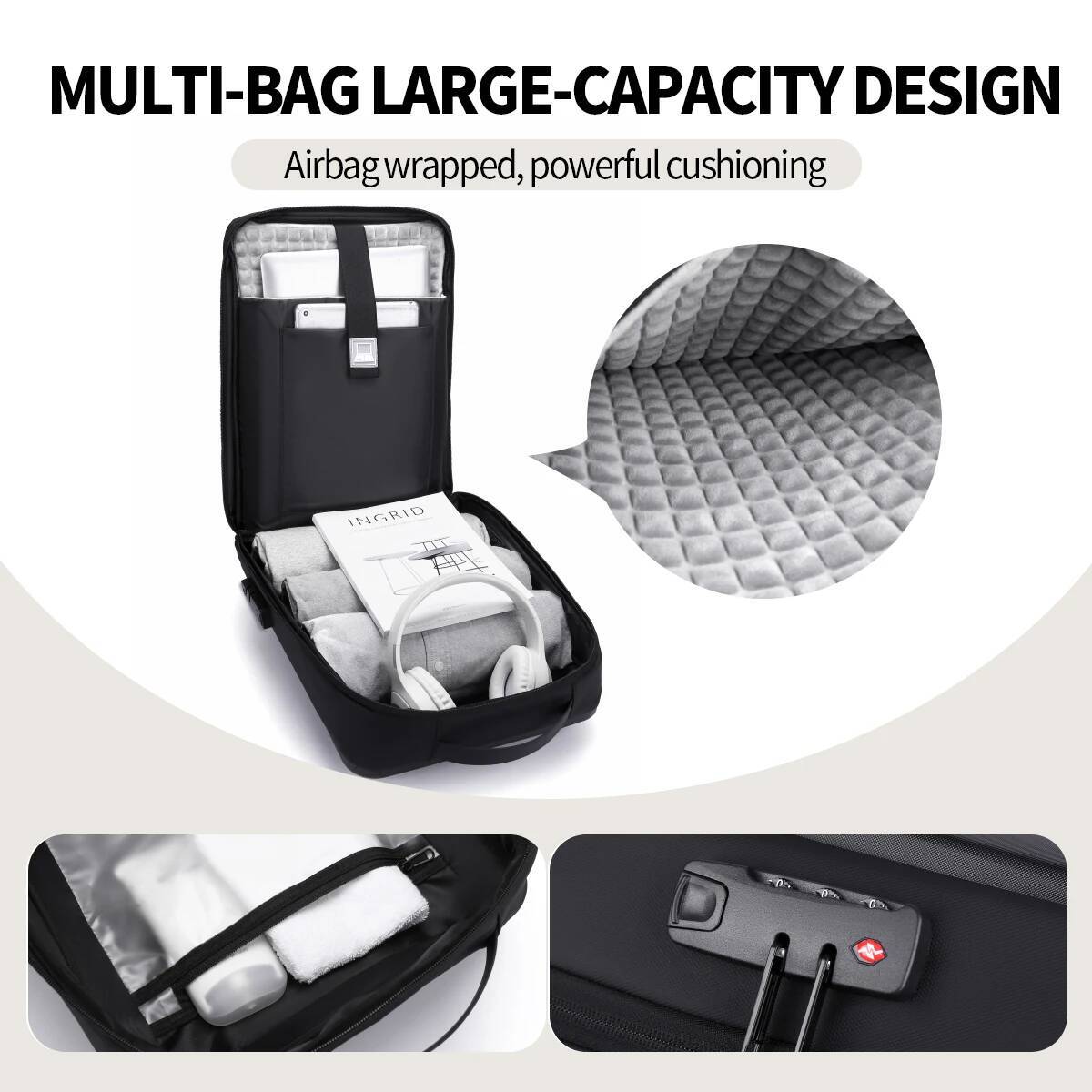 Men's Hard Shell Backpack Large Capacity Waterproof Wear-Resistant Computer Independent Compartment Commuting Business Travel Bag high-quality