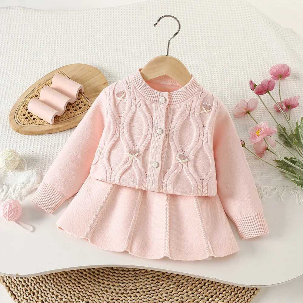 Girls Knitted Clothes Sets Spring Autumn Children Woolen Jersey Sweaters Coats Skirts Princess Dress Suit For Baby Outfits Kids L250926T1ES