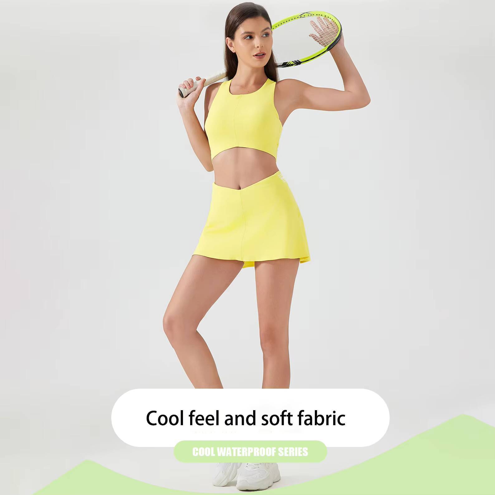 Custom Summer 2 Piece Set Women High Elasticity Impact Cross Color Y2k Skirt Set Nude Feel High Quality Tennis Skirts Set