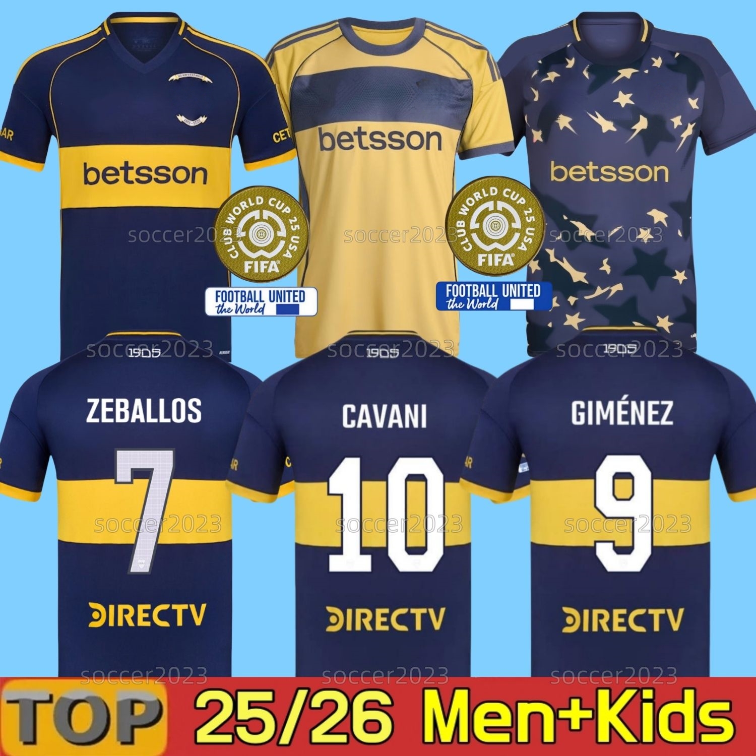 25 26 Boca Juniors Player soccer Jerseys CAVANI VILLA SALVIO 2025 2026 Home Men kids Benedetto Salvio camisa de futebol football TEVEZ CARLITOS MARCOS ROJO VAZQUEZ
