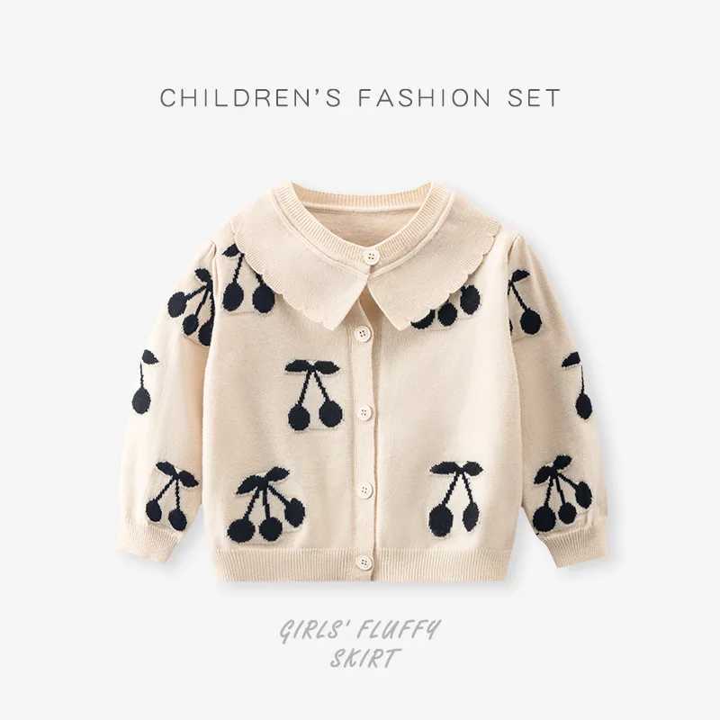 Korean Kid Set Baby Girls Suit Autumn Knitted Long Sleeve Childrens Sweater Skirt Set Girl Lovely Print Pleated Skirt WS305 L250926QSZH