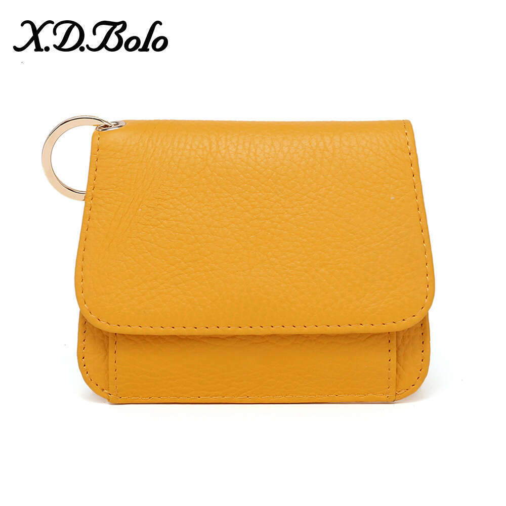 XDBOLO Short Simple Wallet Women's Holder Ins Cowhide Japanese Cute Card Clip Korean Version Mini Coin Purse B5